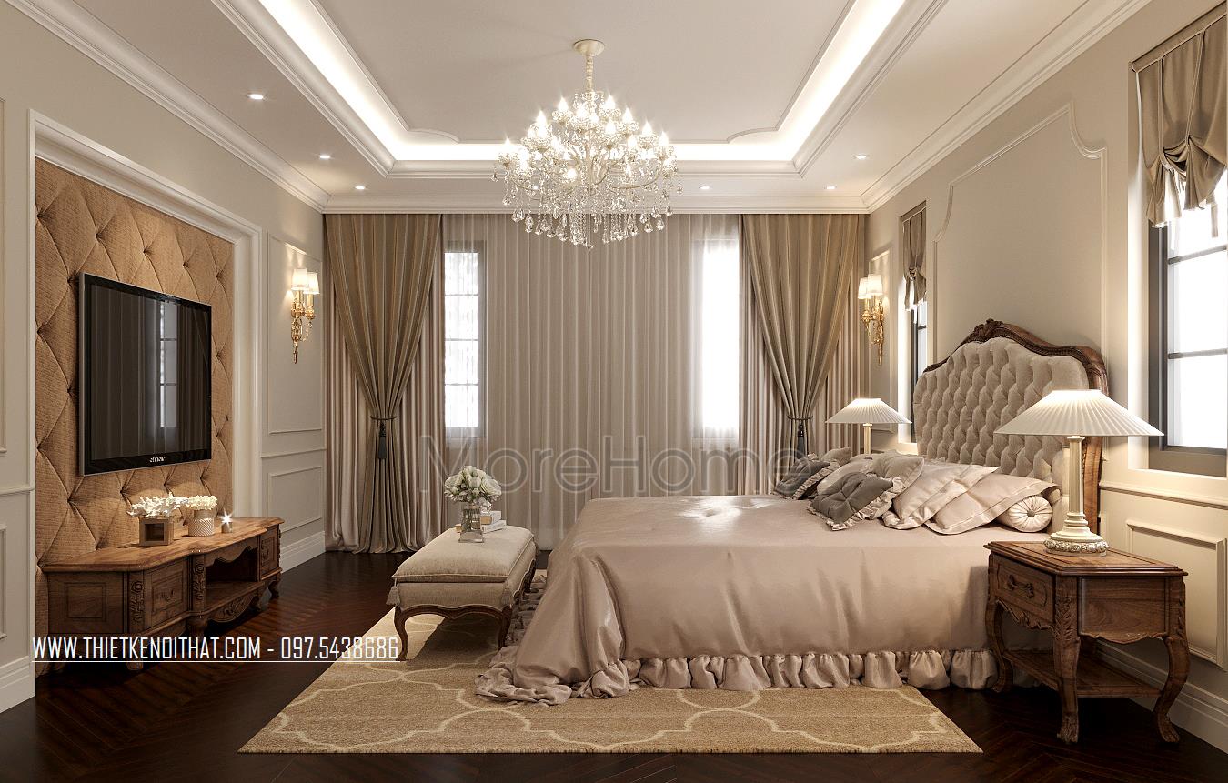Thiết kế nội thất phòng ngủ khách sạn 5 sao tân cổ điển sang trọng